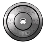 York Barbell Rubber Training Bumper Plate – Olympic Weight Plates with 2" Reinforced Center Steel Sleeve – Solid Rubber for Noise Reduction, Floor Protection – 35 lb Dia 17¾", Thk 2¾"-hydrafitnessparts