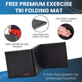 York Barbell Tri-Fold Ultimate Folding Exercise Mat with Carrying Handles | Anti-Tear Multi Option Training & Workout Fitness Floor Mat for Stretching Yoga MMA Gymnastics | 2′ x 6′ x 2″-hydrafitnessparts