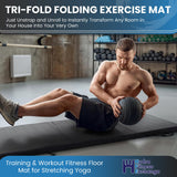 York Barbell Tri-Fold Ultimate Folding Exercise Mat with Carrying Handles | Anti-Tear Multi Option Training & Workout Fitness Floor Mat for Stretching Yoga MMA Gymnastics | 2′ x 6′ x 2″-hydrafitnessparts