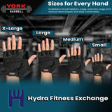 York Barbell Unisex Fitness Medium Gloves Pair Set - Short Finger Sheepskin Leather & Lycra Black | Weightlifting, Training, Cycling, Pull-ups, Rowing & Climbing Gym Gloves for Men & Women-hydrafitnessparts