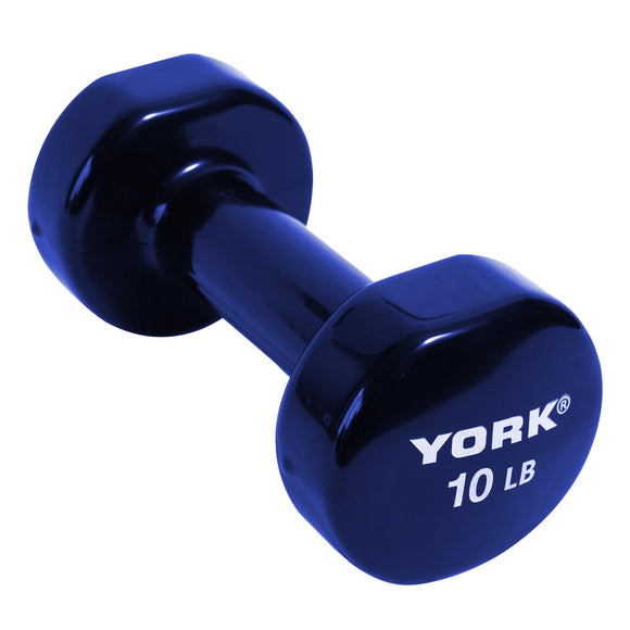 York Barbell Vinyl Coated Fitbell Dumbbell (10LB, Pack of 1) | Durable Anti-Roll Anti-Slip, Color Blue | Ideal for Arm Rows Squats Chest Presses Bicep Curls Walking Jogging & Yoga-hydrafitnessparts