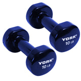 York Barbell Vinyl Coated Fitbell Dumbbell (10LB, Pack of 2) | Durable Anti-Roll Anti-Slip, Color Blue | Ideal for Arm Rows Squats Chest Presses Bicep Curls Walking Jogging & Yoga-hydrafitnessparts
