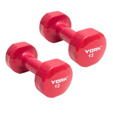 York Barbell Vinyl Coated Fitbell Dumbbell (12LB, Pack of 2) | Durable Anti-Roll Anti-Slip, Color Magenta | Ideal for Arm Rows Squats Chest Presses Bicep Curls Walking Jogging & Yoga-hydrafitnessparts
