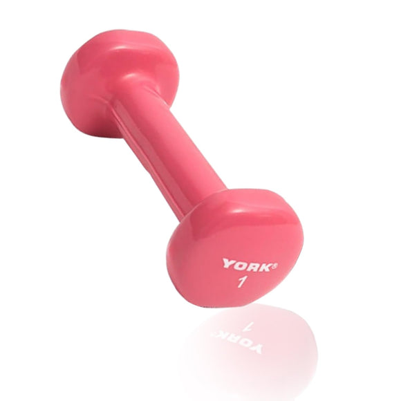 York Barbell Vinyl Coated Fitbell Dumbbell (1LB, Pack of 1) | Dumbbell Set for Women & Men Durable Anti-Roll, Anti-Slip, Pink | Ideal for Arm Rows, Squats, Chest Presses, Bicep Curls, Jogging & Yoga-hydrafitnessparts