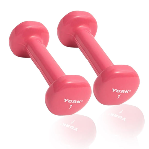 York Barbell Vinyl Coated Fitbell Dumbbell (1LB, Pack of 2) | Dumbbell Set for Women & Men Durable Anti-Roll, Anti-Slip, Pink | Ideal for Arm Rows, Squats, Chest Presses, Bicep Curls, Jogging & Yoga-hydrafitnessparts