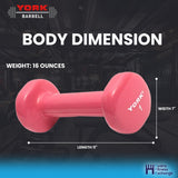 York Barbell Vinyl Coated Fitbell Dumbbell (1LB, Pack of 4) | Dumbbell Set for Women & Men Durable Anti-Roll, Anti-Slip, Pink | Ideal for Arm Rows, Squats, Chest Presses, Bicep Curls, Jogging & Yoga-hydrafitnessparts