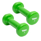 York Barbell Vinyl Coated Fitbell Dumbbell (2LB, Pack of 2) | Durable Anti-Roll Anti-Slip, Color Lime | Ideal for Arm Rows Squats Chest Presses Bicep Curls Walking Jogging & Yoga-hydrafitnessparts
