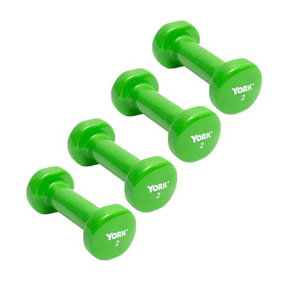 York Barbell Vinyl Coated Fitbell Dumbbell (2LB, Pack of 4) | Durable Anti-Roll Anti-Slip, Color Lime | Ideal for Arm Rows Squats Chest Presses Bicep Curls Walking Jogging & Yoga-hydrafitnessparts