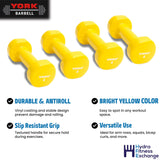 York Barbell Vinyl Coated Fitbell Dumbbell (4LB, Pack of 1) | Durable Anti-Roll Anti-Slip, Color Yellow | Ideal for Arm Rows Squats Chest Presses Bicep Curls Walking Jogging & Yoga-hydrafitnessparts