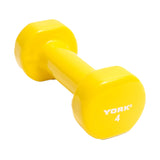 York Barbell Vinyl Coated Fitbell Dumbbell (4LB, Pack of 1) | Durable Anti-Roll Anti-Slip, Color Yellow | Ideal for Arm Rows Squats Chest Presses Bicep Curls Walking Jogging & Yoga-hydrafitnessparts