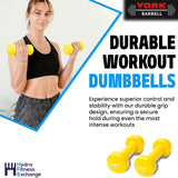 York Barbell Vinyl Coated Fitbell Dumbbell (4LB, Pack of 2) | Durable Anti-Roll Anti-Slip, Color Yellow | Ideal for Arm Rows Squats Chest Presses Bicep Curls Walking Jogging & Yoga-hydrafitnessparts