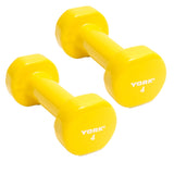 York Barbell Vinyl Coated Fitbell Dumbbell (4LB, Pack of 2) | Durable Anti-Roll Anti-Slip, Color Yellow | Ideal for Arm Rows Squats Chest Presses Bicep Curls Walking Jogging & Yoga-hydrafitnessparts