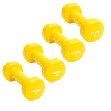 York Barbell Vinyl Coated Fitbell Dumbbell (4LB, Pack of 4) | Durable Anti-Roll Anti-Slip, Color Yellow | Ideal for Arm Rows Squats Chest Presses Bicep Curls Walking Jogging & Yoga-hydrafitnessparts