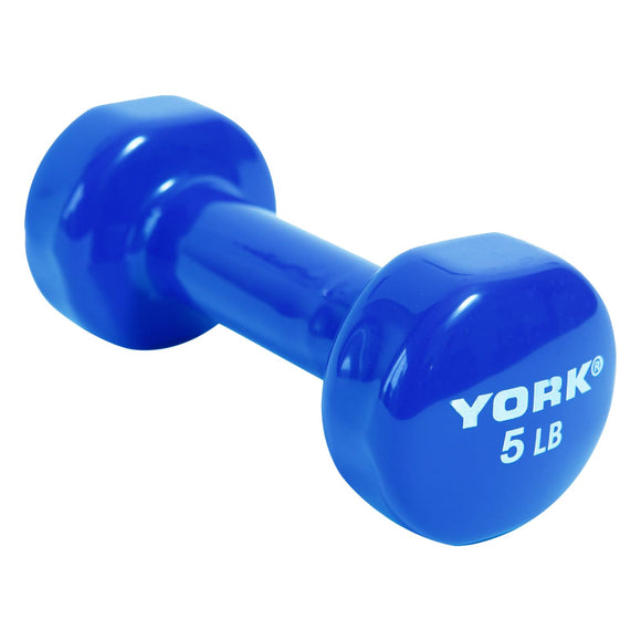 York Barbell Vinyl Coated Fitbell Dumbbell (5LB, Pack of 1) | Durable Anti-Roll Anti-Slip, Color Light Blue | Ideal for Arm Rows Squats Chest Presses Bicep Curls Walking Jogging & Yoga-hydrafitnessparts