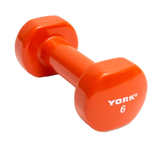 York Barbell Vinyl Coated Fitbell Dumbbell (6LB, Pack of 1) | Durable Anti-Roll Anti-Slip, Color Orange | Ideal for Arm Rows Squats Chest Presses Bicep Curls Walking Jogging & Yoga-hydrafitnessparts