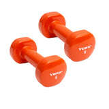 York Barbell Vinyl Coated Fitbell Dumbbell (6LB, Pack of 2) | Durable Anti-Roll Anti-Slip, Color Orange | Ideal for Arm Rows Squats Chest Presses Bicep Curls Walking Jogging & Yoga-hydrafitnessparts