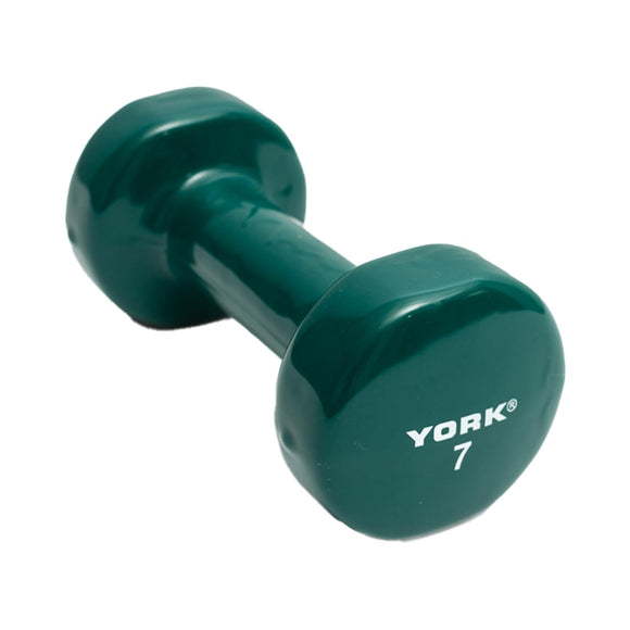 York Barbell Vinyl Coated Fitbell Dumbbell (7LB, Pack of 1) | Durable Anti-Roll Anti-Slip, Color Dark Green | Ideal for Arm Rows Squats Chest Presses Bicep Curls Walking Jogging & Yoga-hydrafitnessparts