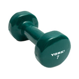 York Barbell Vinyl Coated Fitbell Dumbbell (7LB, Pack of 1) | Durable Anti-Roll Anti-Slip, Color Dark Green | Ideal for Arm Rows Squats Chest Presses Bicep Curls Walking Jogging & Yoga-hydrafitnessparts
