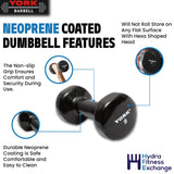York Barbell Vinyl Coated Fitbell Dumbbell (9LB, Pack of 2) | Durable Anti-Roll Anti-Slip, Color Black | Ideal for Arm Rows Squats Chest Presses Bicep Curls Walking Jogging & Yoga-hydrafitnessparts