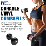 York Barbell Vinyl Coated Fitbell Dumbbell (9LB, Pack of 2) | Durable Anti-Roll Anti-Slip, Color Black | Ideal for Arm Rows Squats Chest Presses Bicep Curls Walking Jogging & Yoga-hydrafitnessparts
