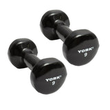 York Barbell Vinyl Coated Fitbell Dumbbell (9LB, Pack of 2) | Durable Anti-Roll Anti-Slip, Color Black | Ideal for Arm Rows Squats Chest Presses Bicep Curls Walking Jogging & Yoga-hydrafitnessparts