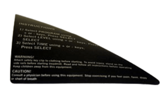 Horizon Fitness 30410 SMT6.1P T51 T52 T53 T54 T805 Treadmill Decal Warning Caution 006469 - B - hydrafitnessparts