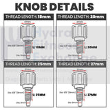 M16 Seat Pop Pin 5/16" Stationary Bike Knob 18 - 27mm Multi Color - hydrafitnessparts