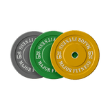 Major Fitness Low Bounce Bumper Plates Olympic Weight Plates Set 10 + 25 + 35 lb – Multicolor – 6 pcs - hydrafitnessparts