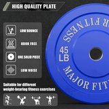 Major Fitness Low Bounce Bumper Plates Olympic Weight Plates Set Blue 45LB Pair - hydrafitnessparts