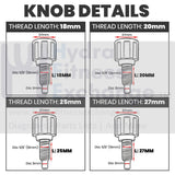 Seat Pop Pin Knob - 1.5" Thread Pin M16 - Dia 5 - 16" - hydrafitnessparts