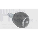 Seat pop pin knob size 1" (50mm) Thread of pin M16 (5/8") Fine Thread Pin diameter: 5/16" (8mm) | Thread Length 0.1" (25mm) | Black - hydrafitnessparts
