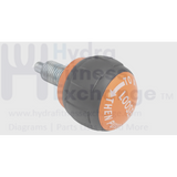Seat pop pin knob size 1" (50mm) Thread of pin M16 (5/8") Fine Thread Pin diameter: 5/16" (8mm) | Thread Length 0.1" (25mm) | Orange - hydrafitnessparts