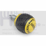 Seat pop pin knob size 1" (50mm) Thread of pin M16 (5/8") Fine Thread Pin diameter: 5/16" (8mm) | Thread Length 0.71" (18mm) | Yellow - hydrafitnessparts