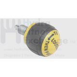 Seat pop pin knob size 1" (50mm) Thread of pin M16 (5/8") Fine Thread Pin diameter: 5/16" (8mm) | Thread Length 0.71" (18mm) | Yellow - hydrafitnessparts