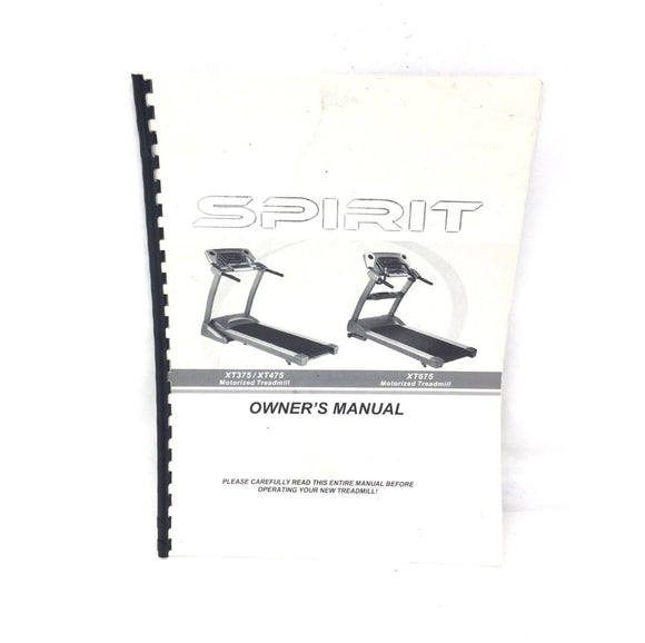 Spirit Fitness X Series XT675 Treadmill Owner's User's Manual - hydrafitnessparts