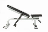 STS Flat to Incline Adjustable Weight Bench White, Commercial Strength Training Bench, 6 Position Backrest, High Density Foam Padding, Portable Dumbbell Workout Bench - hydrafitnessparts