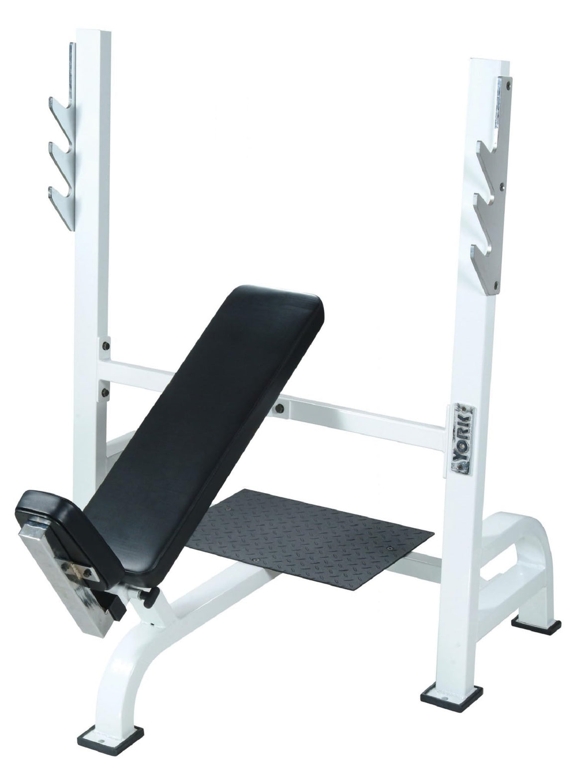 Bench Press Padding STS Olympic Incline Bench Press with Gun Rack Bar Holders, White Frame ...