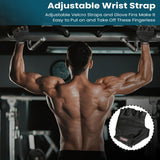 York Barbell Firm Fit Weight Lifting Gloves Pair - Black (S, M, L, SL) - Fingerless Cow Hide Leather, Spandex Back Elastic Wrist Band with Close strap - Anti - Slip Grip for Weightlifting Training - hydrafitnessparts