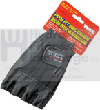 York Barbell Firm Fit Weight Lifting Gloves Pair - Black (S, M, L, SL) - Fingerless Cow Hide Leather, Spandex Back Elastic Wrist Band with Close strap - Anti - Slip Grip for Weightlifting Training - hydrafitnessparts