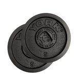 York Barbell Legacy 2 - Inch Cast Iron Olympic Weight Plate Set – Precision Milled, +/ - 2% Tolerance – 5lb Pair – Fits Standard Olympic Bars – Smooth Back & Edge - hydrafitnessparts