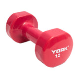 York Barbell Vinyl Coated Fitbell Dumbbell (12LB, Pack of 1) | Durable Anti - Roll Anti - Slip, Color Magenta | Ideal for Arm Rows Squats Chest Presses Bicep Curls Walking Jogging & Yoga - hydrafitnessparts