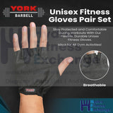 York Barbell Weight Lifting Gloves for Men & Women Back – S/M/L/XL Sizes Black - hydrafitnessparts