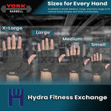 York Barbell Weight Lifting Gloves for Men & Women Back – S/M/L/XL Sizes Black - hydrafitnessparts