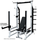 YORK STS Multi - Function Power Rack White, Heavy Duty Strength Training Rack with Pull Up Bar, Adjustable Hook Plates, Safety Arms, Weight Storage and Bar Holders - hydrafitnessparts