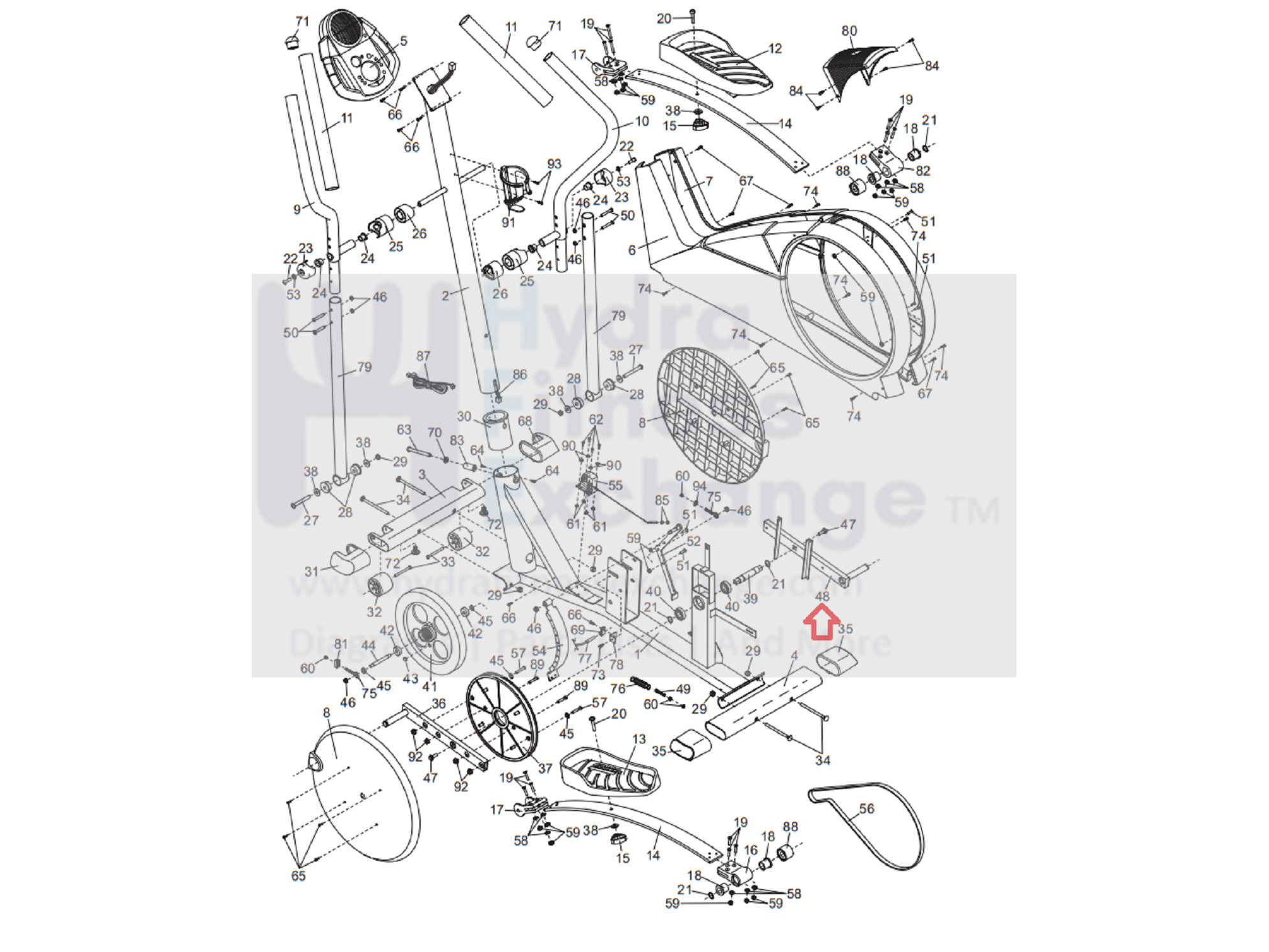Healthrider Rider Parts Epic Healthrider Image Proform Elliptical Right Crank Arm 181502 ...