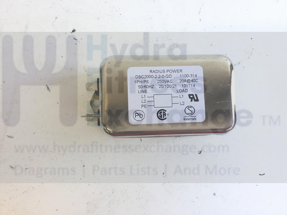 FreeMotion Treadmill Power Supply Line Input Filter DSC2000-2.2-0-QD CC2137-hydrafitnessparts