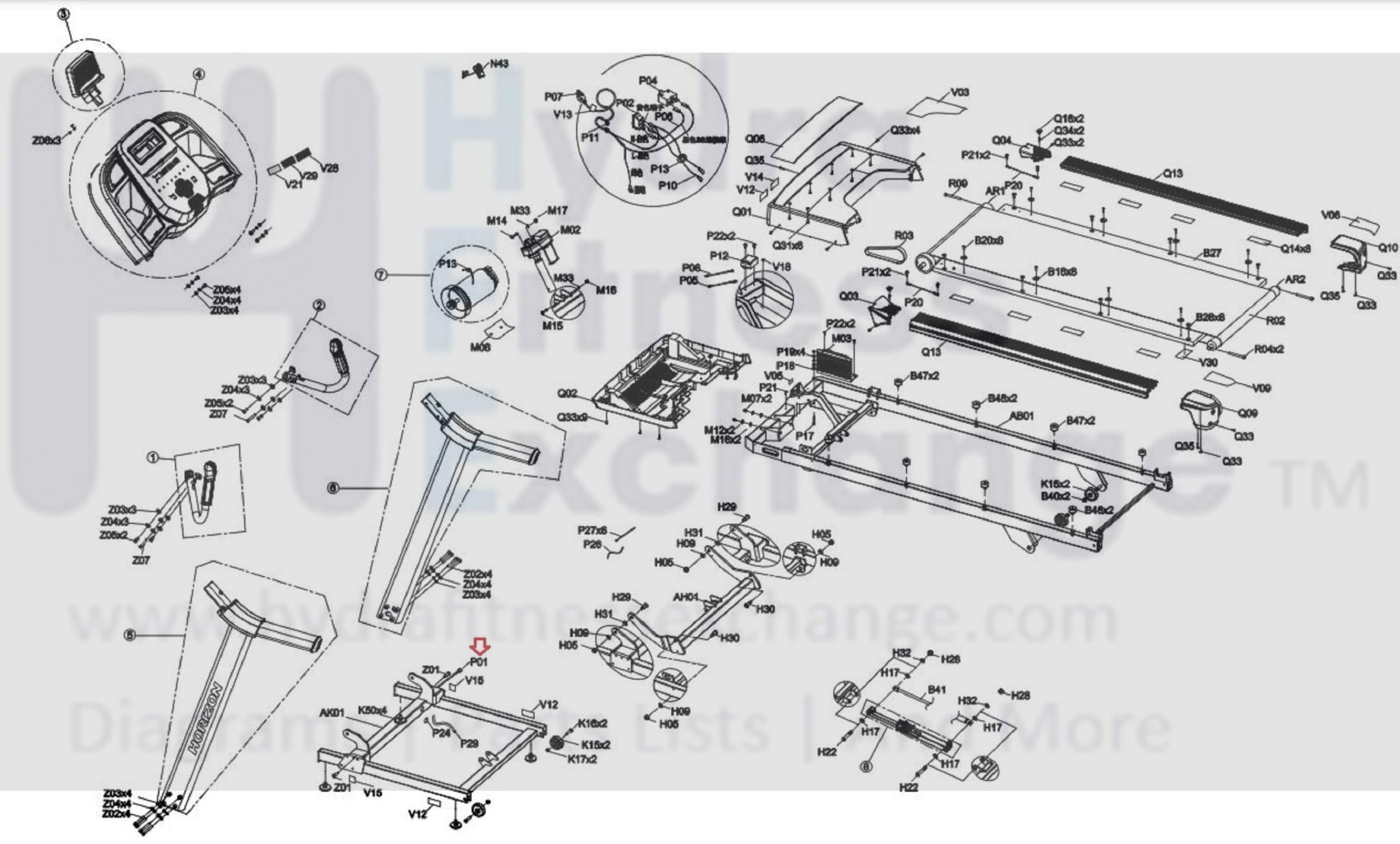 mati0331ページ Horizon Fitness 7.0AT-04 - TM1021 Treadmill Console Wire Set Black