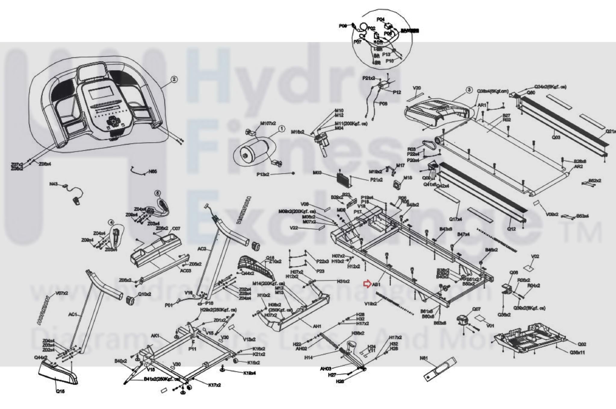 Horizon Fitness 7.8AT-04 TM1000C Treadmill Frame Set 1000462836