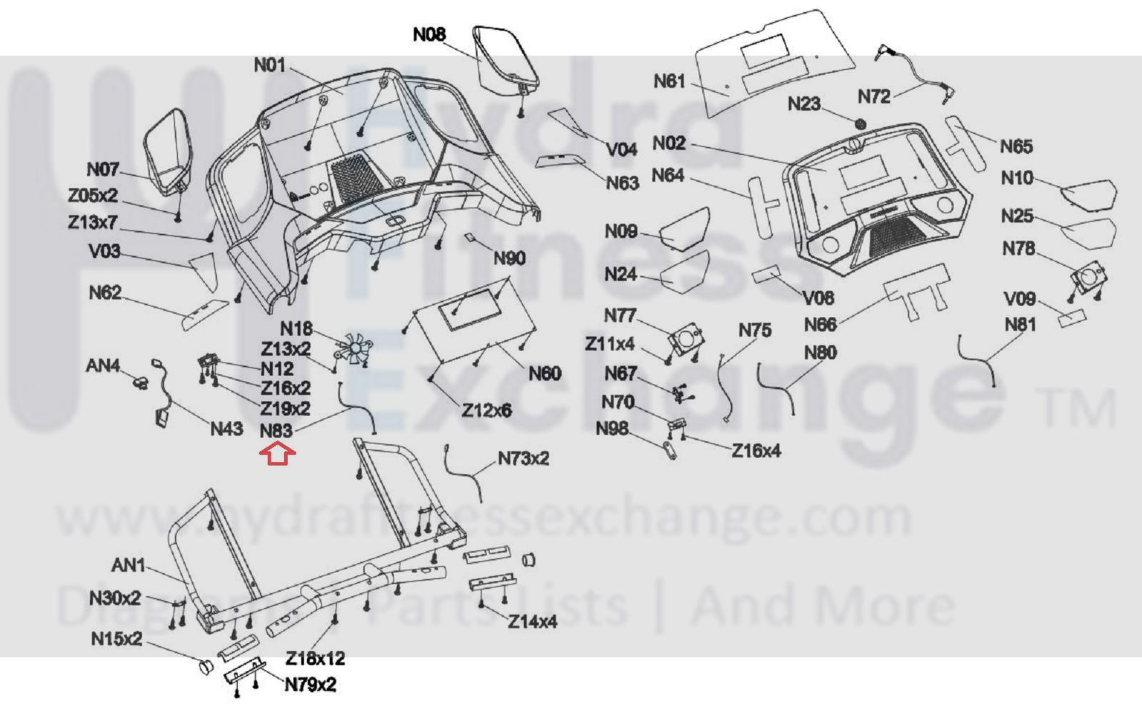 Horizon Fitness CT9.3 - TM444B T303-TM444 Treadmill Console Wire