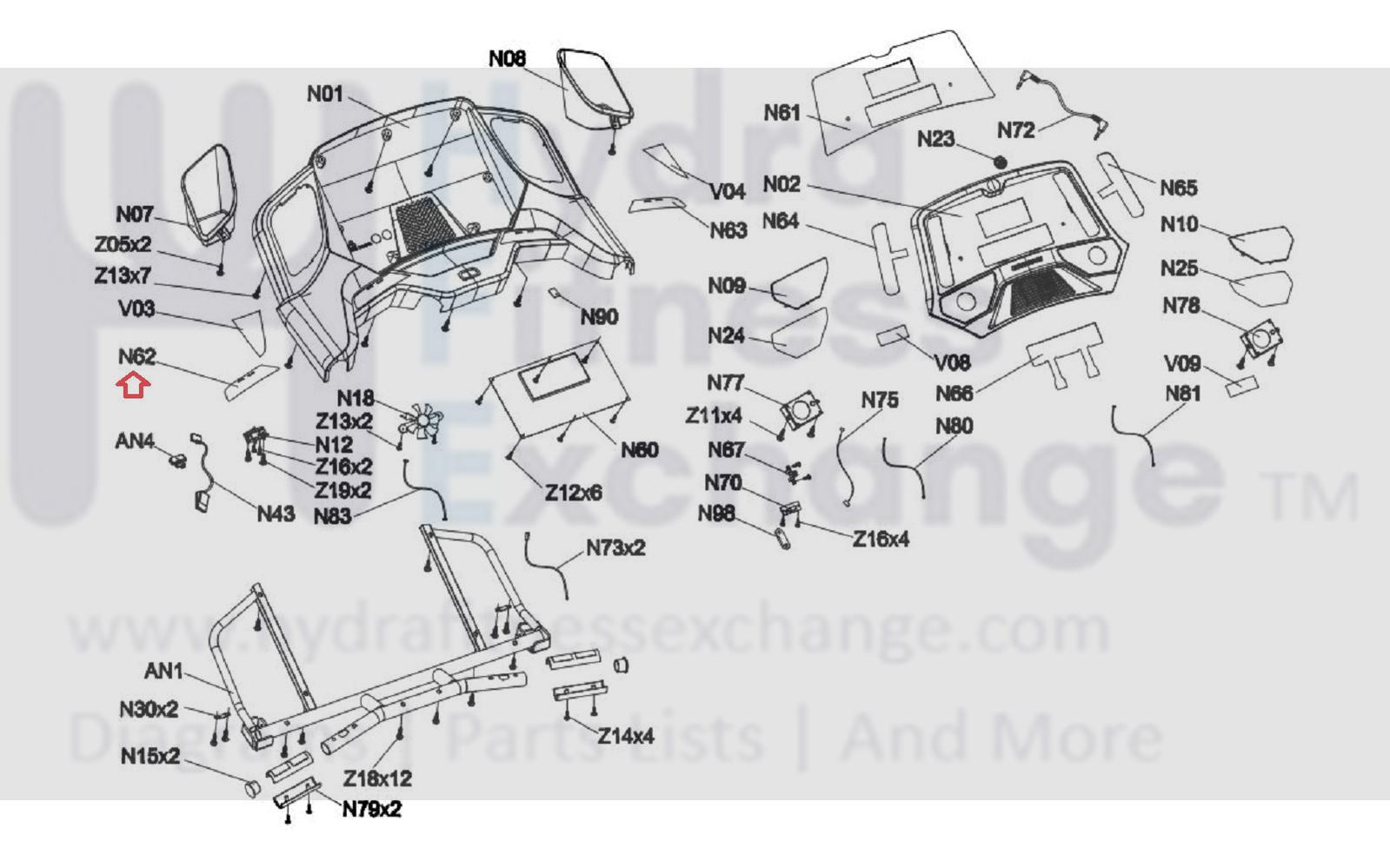 Horizon Fitness CT9.3 - TM444B Treadmill Left-D Overlay Manipulate